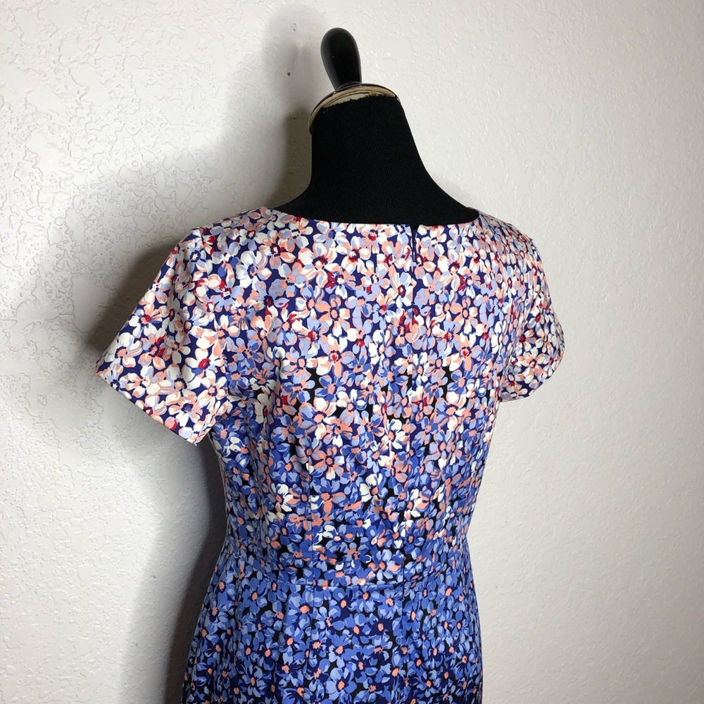 Talbots white pink blue floral ombre short sleeve sheath dress size 6 Petite 6P - Picture 10 of 16